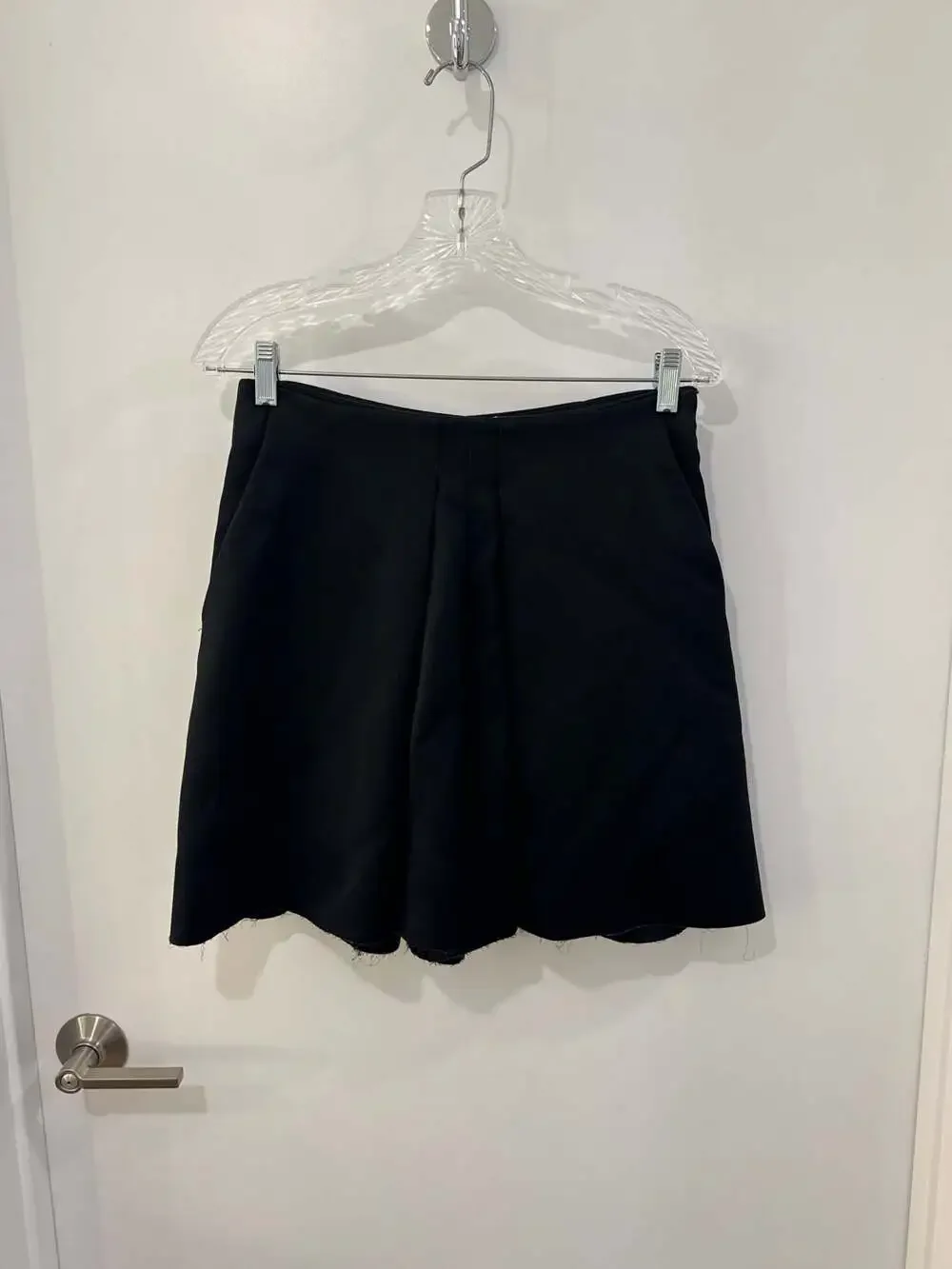 Céline Black Pleated Raw-Hem Skirt/Culottes